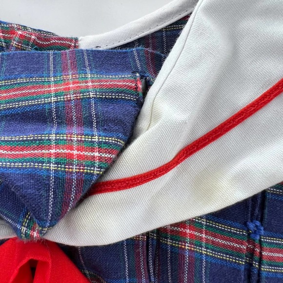 Polly Flinders Red Blue Nautical 4th July Short Sleeve Ruffle Dress 3T Vintage - Picture 3 of 7